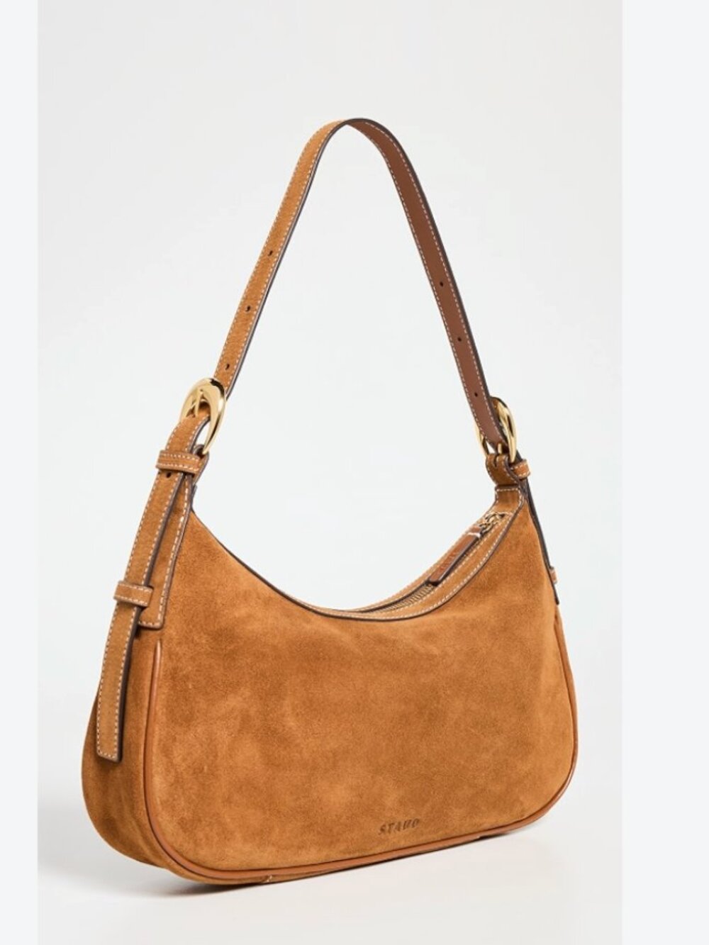 STAUD Pine Shoulder Bag, Tan Suede